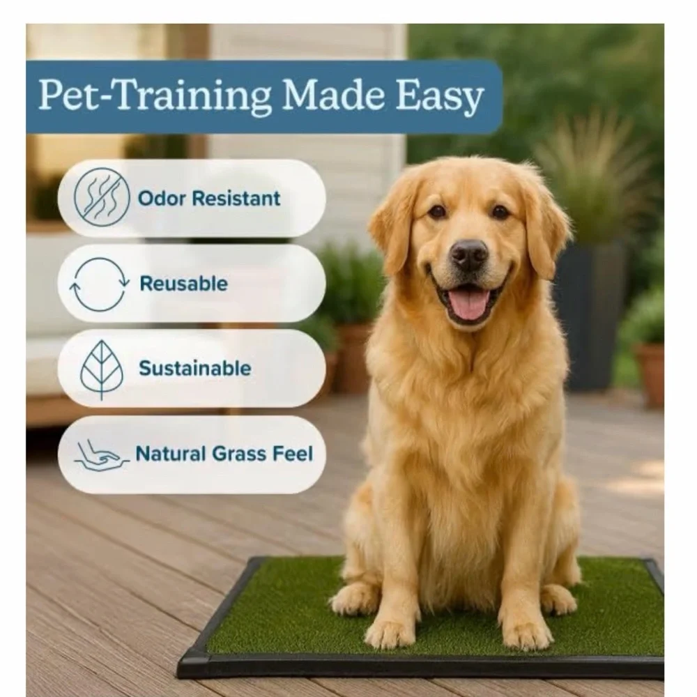 Pet🐩Potty Trainer Easy Clean Indoor/Outdoor Tray w Reusable Grass 🐕‍🦺20”x30”